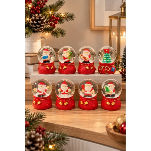 1 Adet 2027 Yeni Yıl Noel Baba ve Yılbaşı Temalı Kar Küresi 7 cm Mini Kar Küresi Yılbaşı Hediyesi