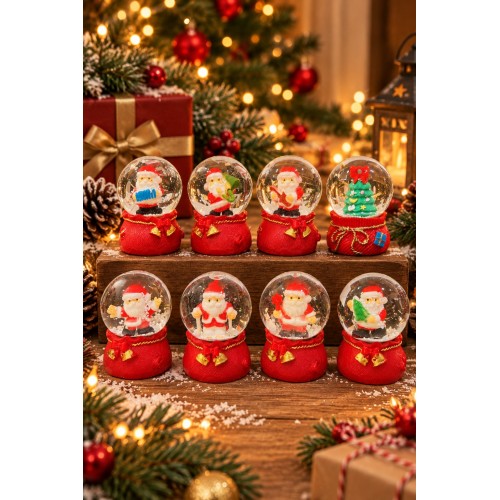 1 Adet 2027 Yeni Yıl Noel Baba ve Yılbaşı Temalı Kar Küresi 7 cm Mini Kar Küresi Yılbaşı Hediyesi