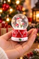 LED Işıklı Noel Baba Kar Küresi 7 cm Mini Yılbaşı Dekoratif Biblo 2027 Yeni Yıl Hediyesi