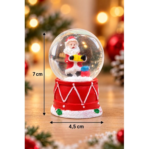 LED Işıklı Noel Baba Kar Küresi 7 cm Mini Yılbaşı Dekoratif Biblo 2027 Yeni Yıl Hediyesi