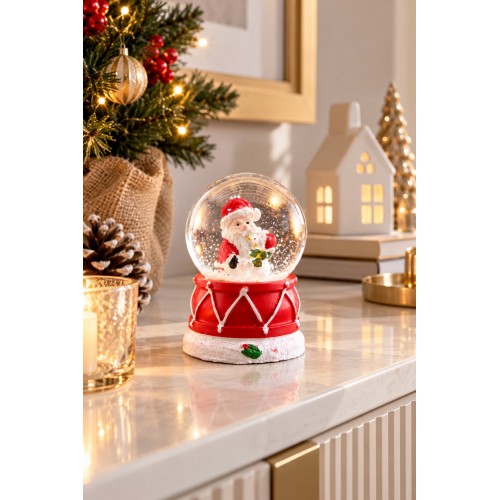 LED Işıklı Noel Baba Kar Küresi 7 cm Mini Yılbaşı Dekoratif Biblo 2027 Yeni Yıl Hediyesi