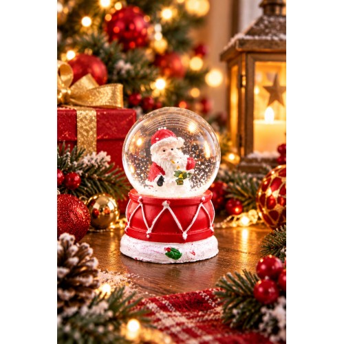 LED Işıklı Noel Baba Kar Küresi 7 cm Mini Yılbaşı Dekoratif Biblo 2027 Yeni Yıl Hediyesi