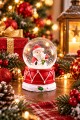 LED Işıklı Noel Baba Kar Küresi 7 cm Mini Yılbaşı Dekoratif Biblo 2027 Yeni Yıl Hediyesi