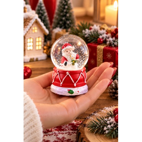 LED Işıklı Noel Baba Kar Küresi 7 cm Mini Yılbaşı Dekoratif Biblo 2027 Yeni Yıl Hediyesi