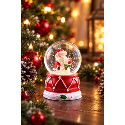 LED Işıklı Noel Baba Kar Küresi 7 cm Mini Yılbaşı Dekoratif Biblo 2027 Yeni Yıl Hediyesi