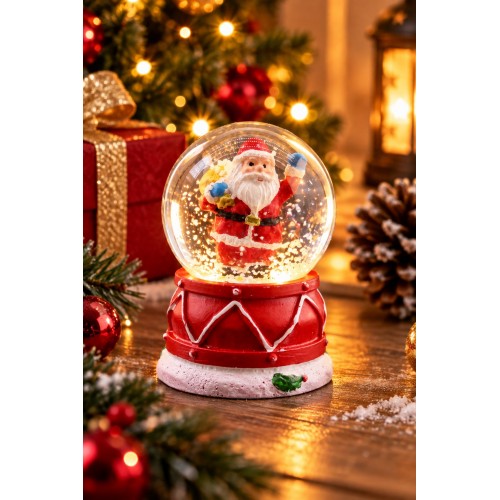 LED Işıklı Noel Baba Kar Küresi 7 cm Mini Yılbaşı Dekoratif Biblo 2027 Yeni Yıl Hediyesi