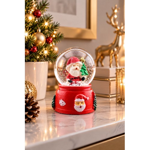 LED Işıklı Mini Noel Baba Kar Küresi 7 cm 2027 Yeni Yıl Temalı Dekoratif Biblo Yılbaşı Hediyesi
