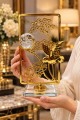 Gold Sinek Kuşu Figürlü Kristal Küreli Metal Cam Dekoratif Obje 21 x 10 cm Şık Masa ve Konsol Süsü
