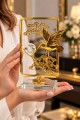 Dekoratif Gold Metal Cam Kuş Figürlü Biblo – Şık Ev ve Ofis Dekorasyonu 17x10 cm