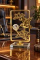 Dekoratif Gold Metal Cam Kuş Figürlü Biblo – Şık Ev ve Ofis Dekorasyonu 17x10 cm