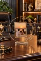 Gold Yaprak Desenli Dekoratif Fotoğraf Çerçevesi 27x26 cm Şık Metal Resimlik