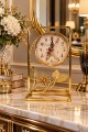 Dekoratif Metal Masa Saati Gold Paris Temalı Çiçekli Şık Tasarım 24x14 cm