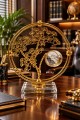 Gold Metal Dekorasyon Ürünü 18x18 cm Cam Küreli Zarif Salon Aksesuarı