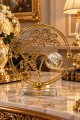 Gold Metal Dekorasyon Ürünü 18x18 cm Cam Küreli Zarif Salon Aksesuarı