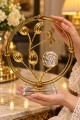 Gold Metal Dekoratif Obje 18x18 cm Cam Küreli Çiçek Figürlü Şık Masa ve Salon Süsü