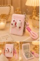 Peluş Papyon  Detaylı Cep Aynası Anahtarlık – Kawaii Çanta Charmı Cep Çanta Makyaj Aynası-B