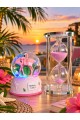 Flamingo Temalı RGB Işıklı Kar Küresi 9 cm & 5 Dakikalık Kum Saati 13 cm Dekoratif Hediye Seti