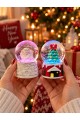 2'li Set Işıklı Mini Kar Küresi 6,5 cm Yılbaşı Çam Ağacı ve Melek Temalı Kar Küresi