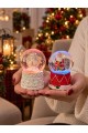 2'li Set Işıklı Kar Küresi 6,5 cm Yılbaşı Dekoratif Kar Küresi Noel Baba ve Melek Figürlü