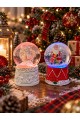 2'li Set Işıklı Kar Küresi 6,5 cm Yılbaşı Dekoratif Kar Küresi Noel Baba ve Melek Figürlü