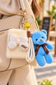 Peluş Fiyonk Detaylı Cep Aynası Anahtarlık Ve Peluş Ayıcık Set – Kawaii Çanta Charmı Makyaj Aynası-B