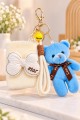 Peluş Fiyonk Detaylı Cep Aynası Anahtarlık Ve Peluş Ayıcık Set – Kawaii Çanta Charmı Makyaj Aynası-B