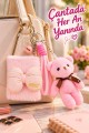 Peluş Fiyonk Detaylı Cep Aynası Anahtarlık Ve Peluş Ayıcık Set – Kawaii Çanta Charmı Makyaj Aynası-P