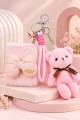 Peluş Fiyonk Detaylı Cep Aynası Anahtarlık Ve Peluş Ayıcık Set – Kawaii Çanta Charmı Makyaj Aynası-P