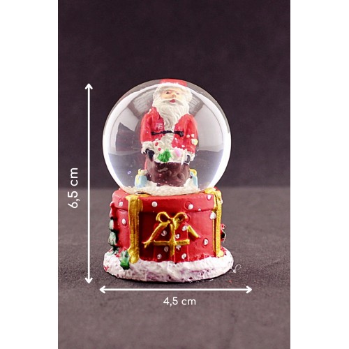 Merry Christmas Hediye Torbalı Noel Baba Temalı  Mini Boy Işıklı Kar Küresi 6,5 cm 1