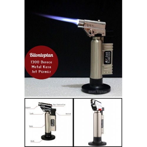 Metal Kasa Torch Pürmüz Çakmak 1300 Derece Isı Tabancası  Aşcı Pürmüzü Tıbbi Diş Pürmüzü  BS-261 