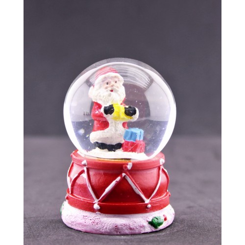 Noel Baba ve Hediye Paketi Temalı Mini Boy Işıklı  Yılbaşı Kar Küresi 6.5 cm1A