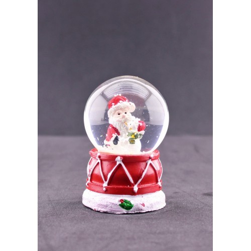Noel Baba ve Kardan Adam Temalı Mini Boy Işıklı  Yılbaşı Kar Küresi 6.5 cm D