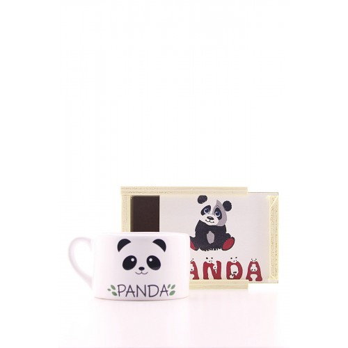 Özel Ahşap Kutulu Panda Tasarım Porselen Kupa