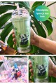 Sevimli Panda Temalı Çift Katman 450ml Suluk Pipetli Mika Matara Yeşil 2770