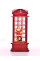 Yeni Yıl Hediyesi Sulu Simli İngiliz Telefon Kulübesi İçinde Noel Baba Kırmızı  Led Işıklı