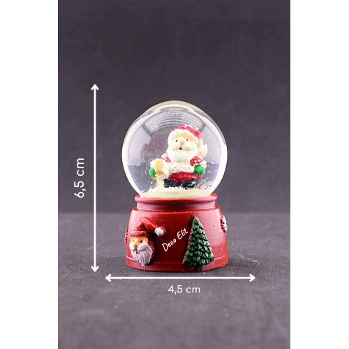 Yeni Yıl Noel Baba Temalı Mini Boy Işıklı Kar Küresi 6,5 cm A