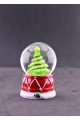 Yılbaşı Süslü Çam Ağacı Temalı Mini Boy Işıklı Kar Küresi 6.5 cm A